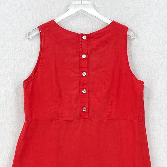 FLAX Linen Dress Womens Medium Orange Sleeveless Shift Scoop Neck Lagenlook - Picture 4 of 16